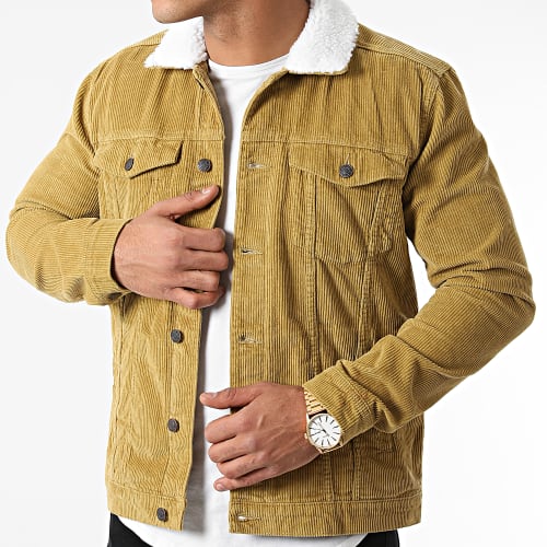 Veste Velours Col Mouton Corduroy Teddy Kaki Clair