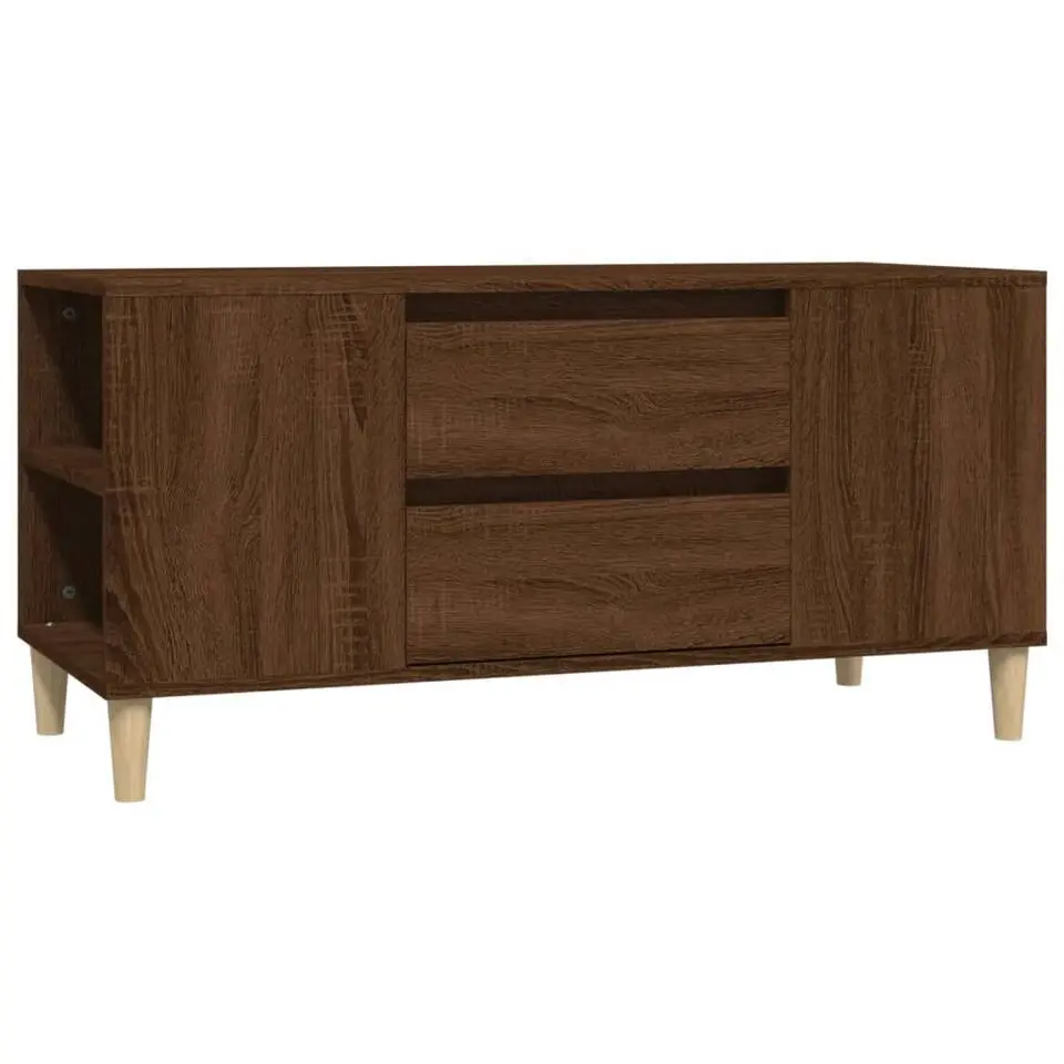 vidaXL - TV-meubel met 2 lades - Bruin eiken - Hout - 102x44.5x50 cm