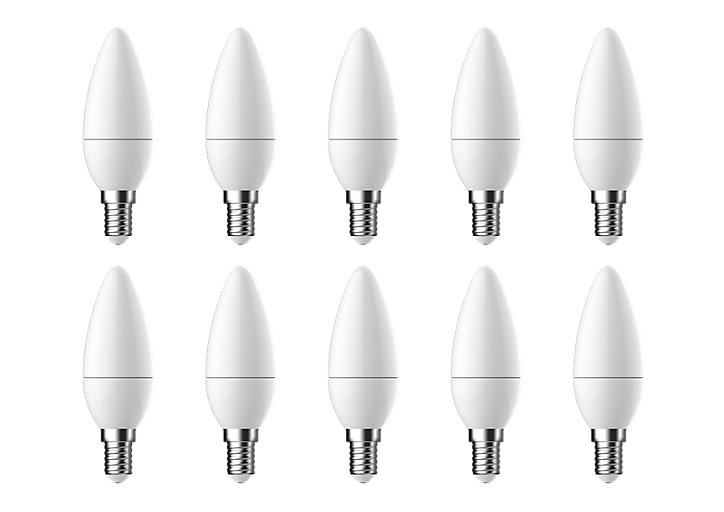Lot 10 ampoules LED flamme E14 250lm 2.2W = 25W Ø3.5cm Diall blanc neutre