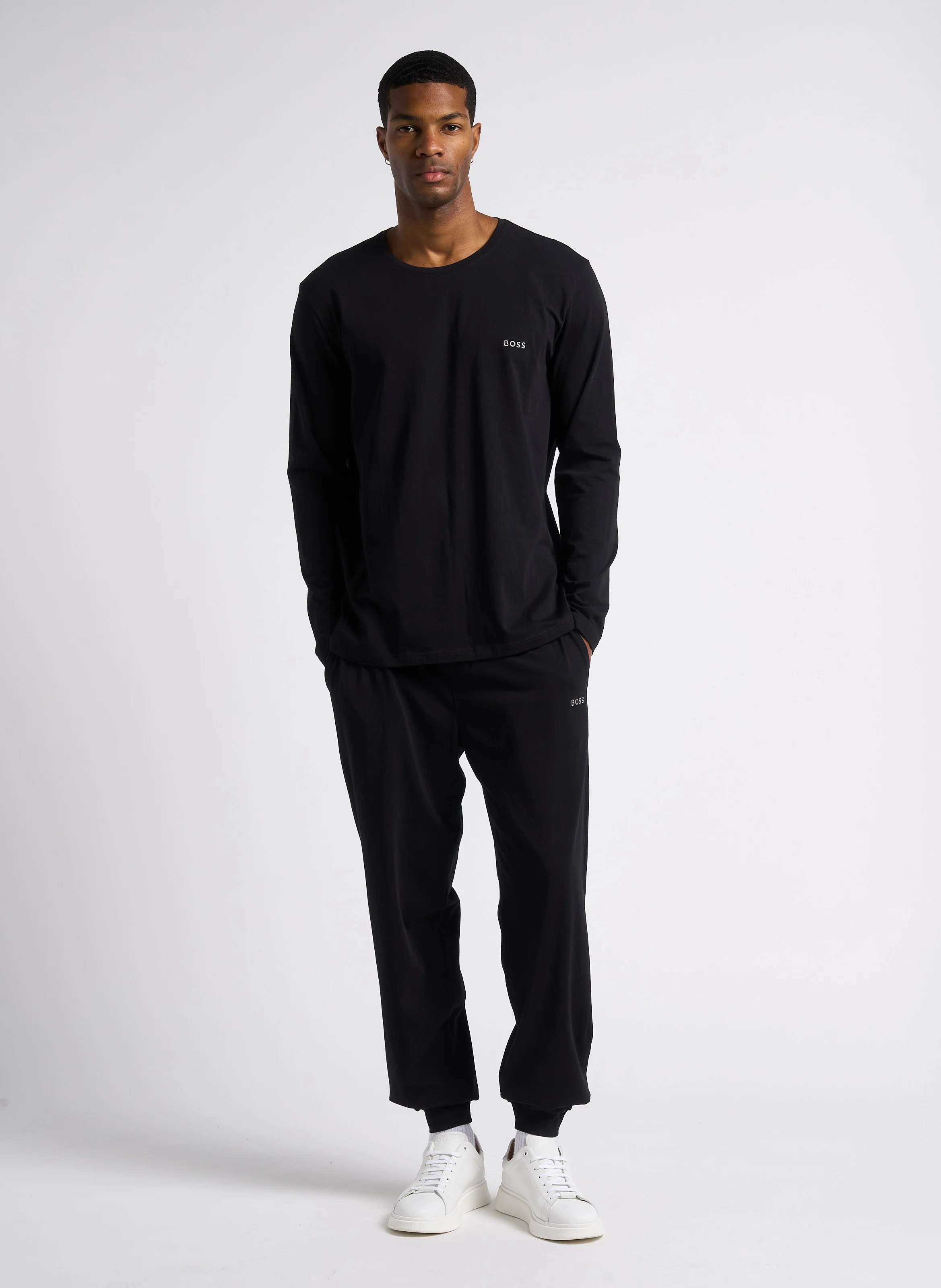 Jogging droit en coton | Noir