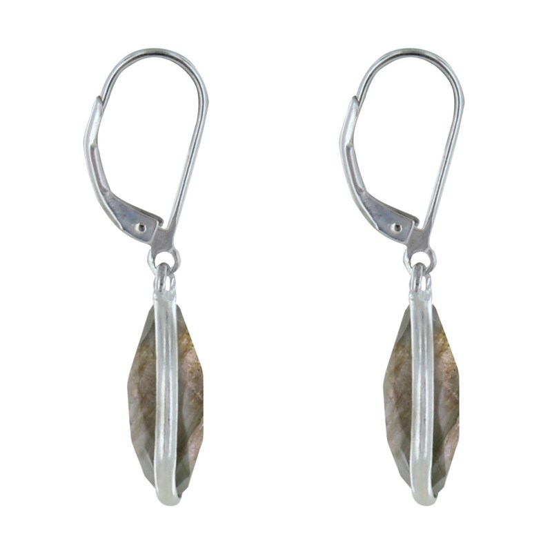 Boucles d'Oreilles Argent Goutte de Labradorite Facettée