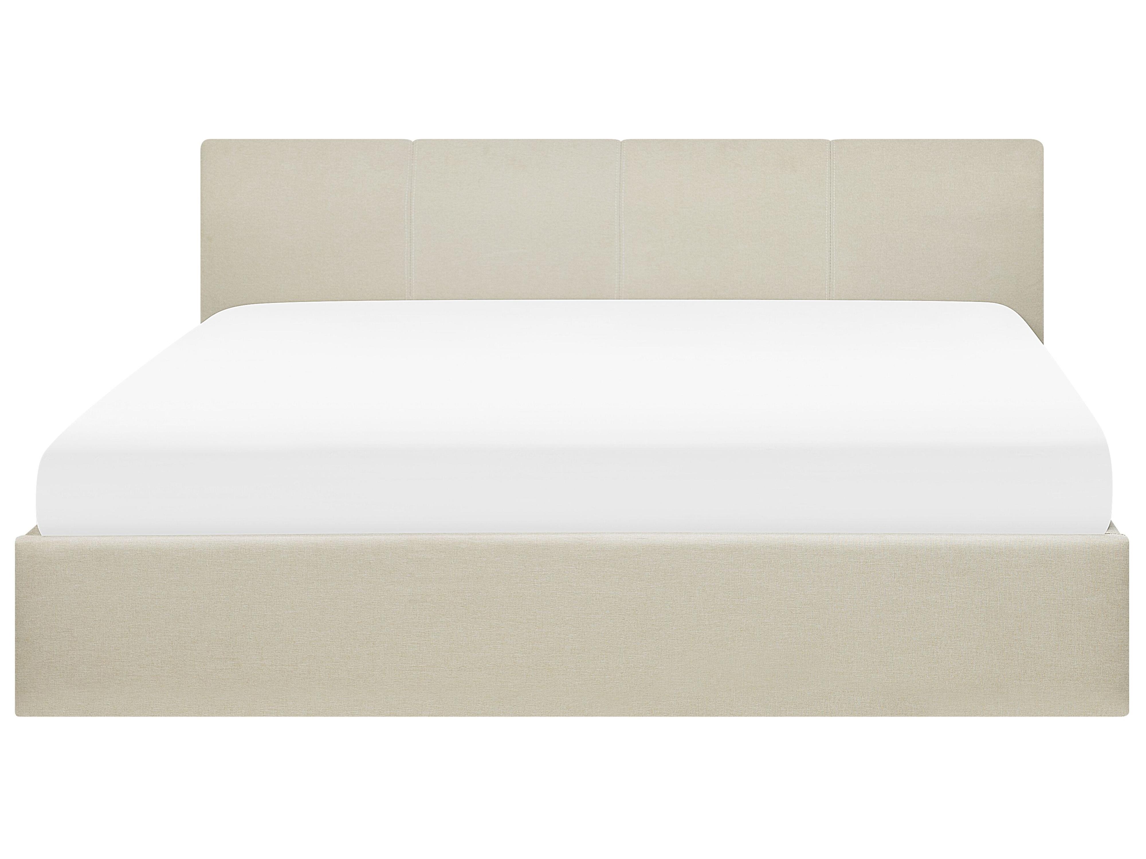 Bed met opbergruimte Stof ORBEY 180 x 200 cm Lichtbeige