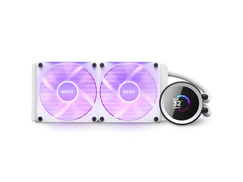 NZXT Wasserkühlung Kraken 240 RGB Weiss Wasserkühler für Intel und AMD Prozessorsockel mit LCD-Anzeige und RGB-Lüftern