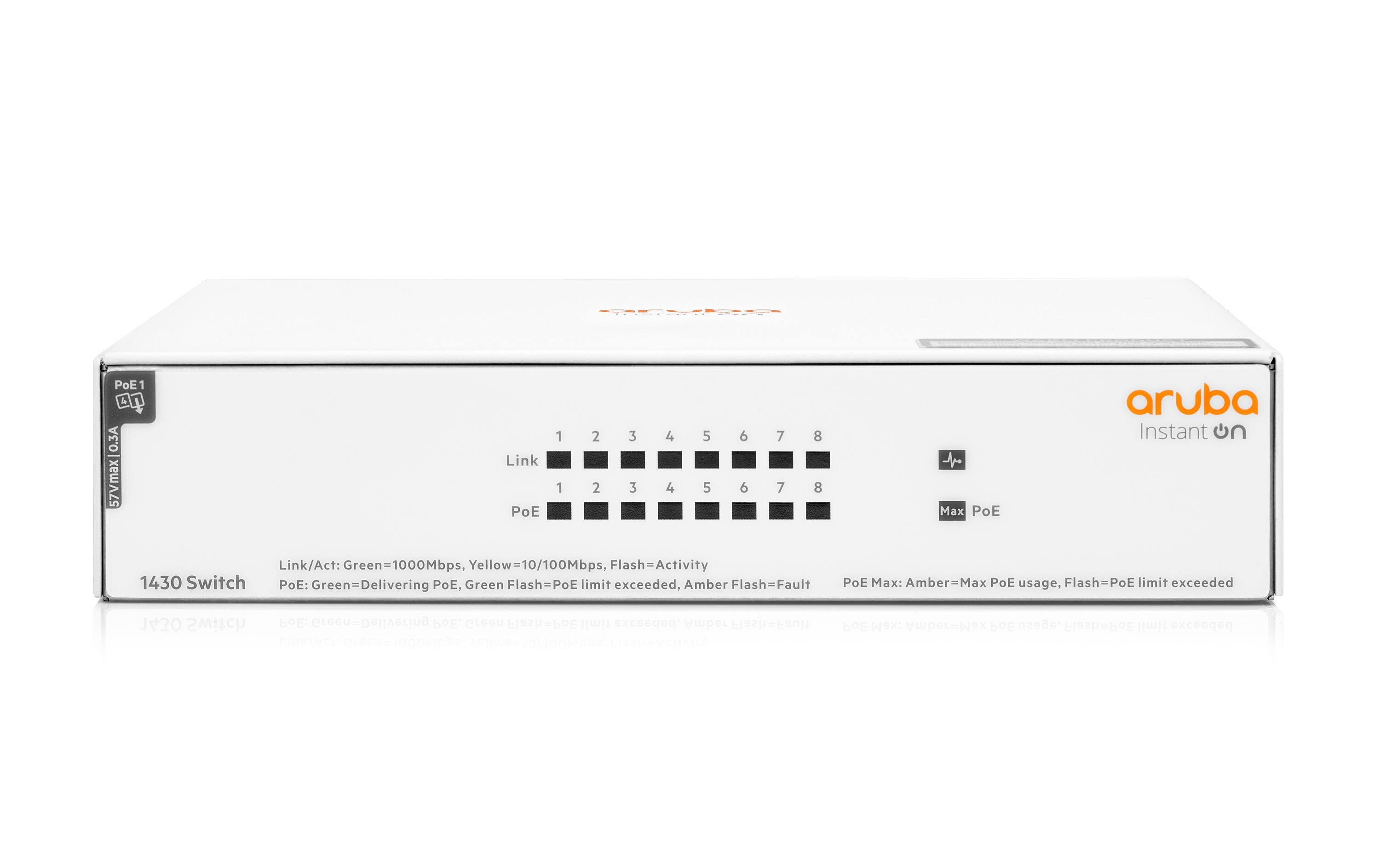 PoE+ Switch Instant On 1430-8G-PoE+ 8 Port<br>Aruba Instant On 1430 Nicht verwaltete Ethernet-Switches für einfache Konnektivität