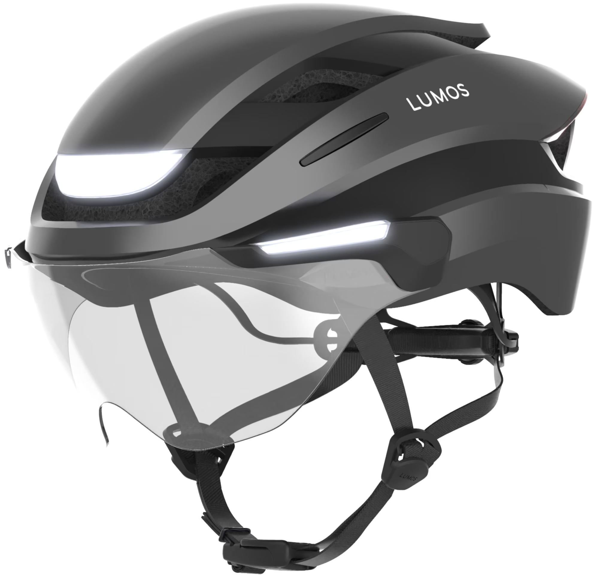 (Gr. M/L) Ultra E-Bike Verstellbarer Fahrrad Helm Velo Kopf Schutz mit Front- und Rücklicht / Blinkerfunktion / Visier - Grau
