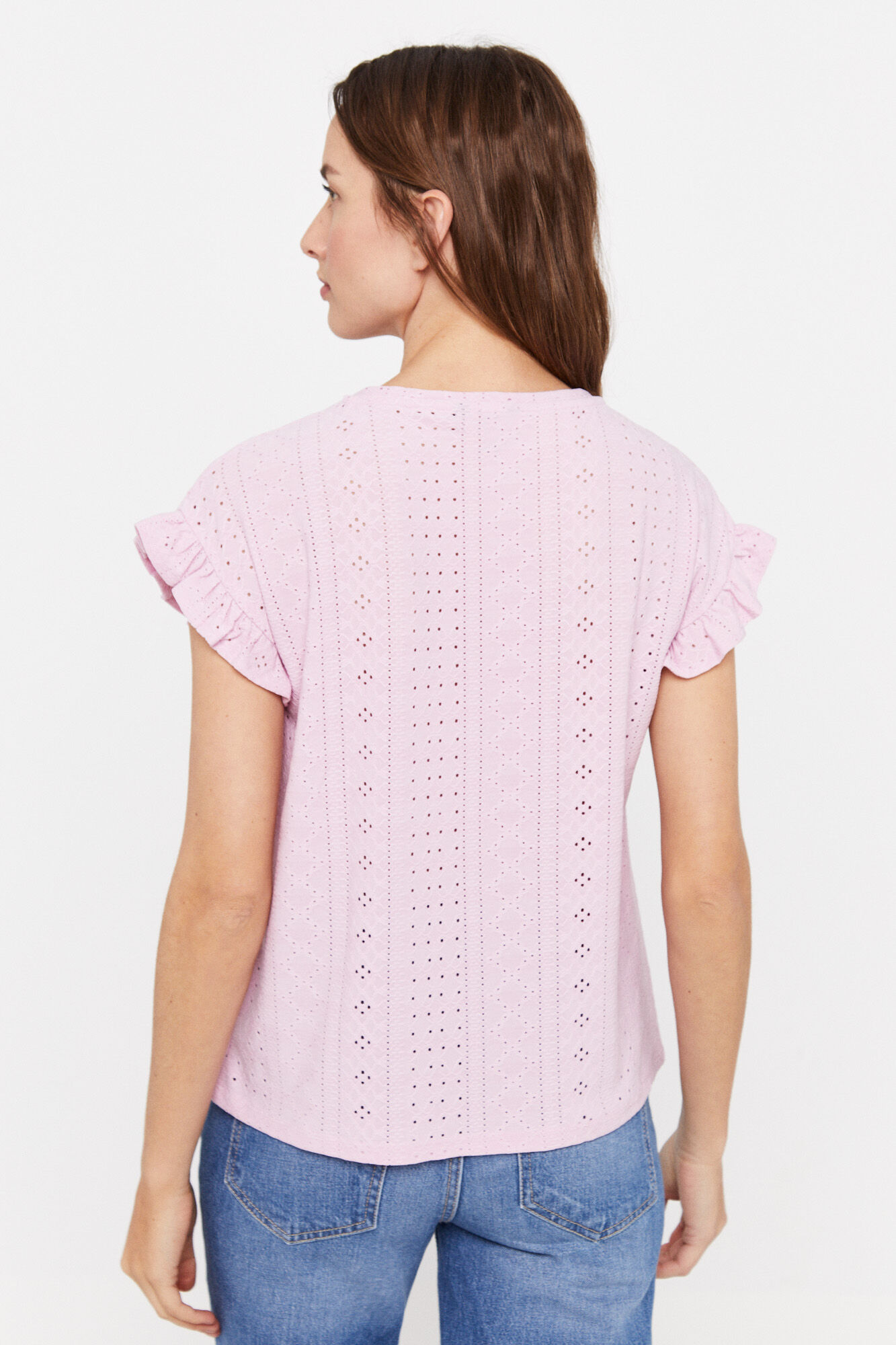 Camiseta de malha vazada - Lilás
