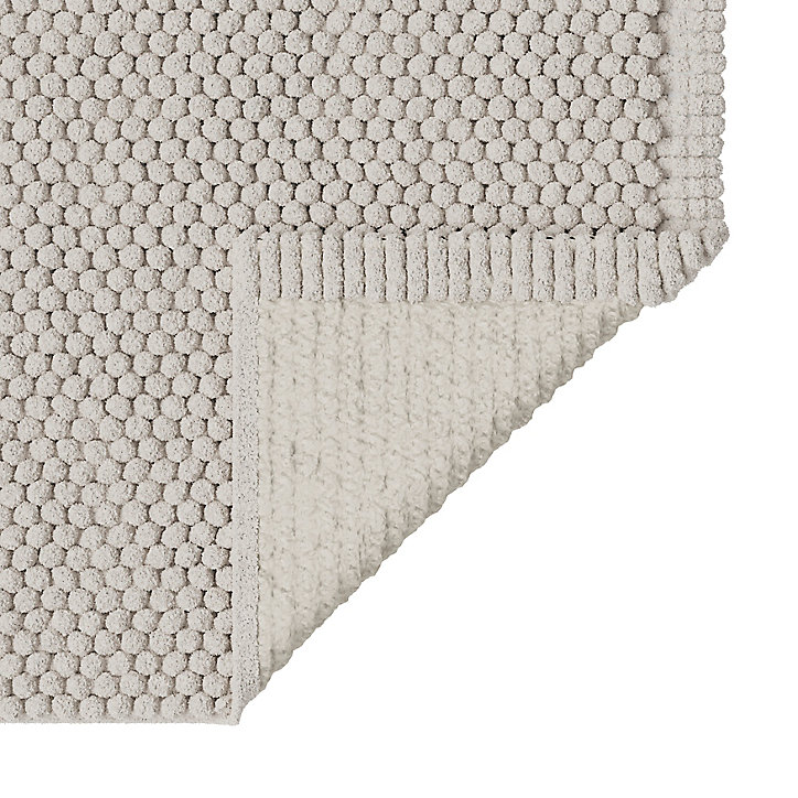 Tapis de bain rectangulaire GoodHome Elland coloris galet en coton et polyester L.80 x l.50 cm