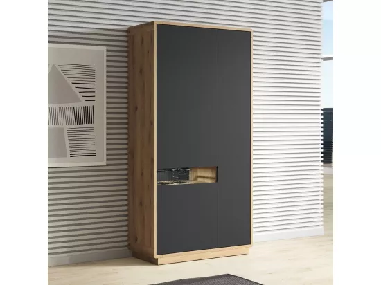 Armoire design avec niche collection VILLA. Couleur chêne et noir