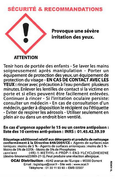 Lessive du sol au plafond Rénovocai 5L