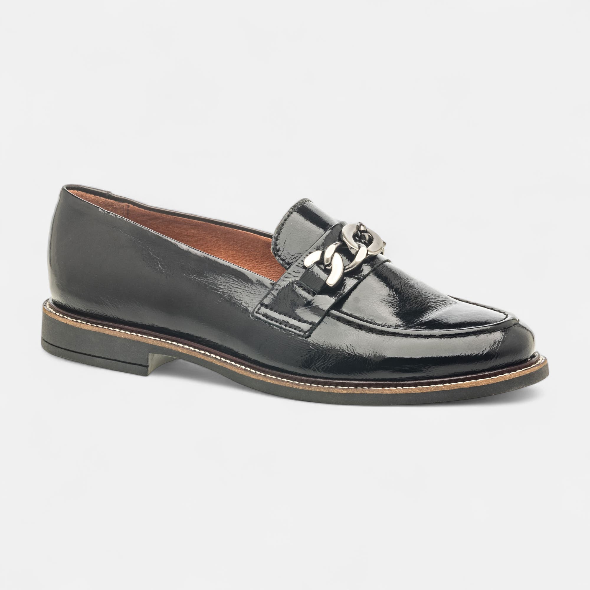 Mocassins Femme en cuir noir vernis