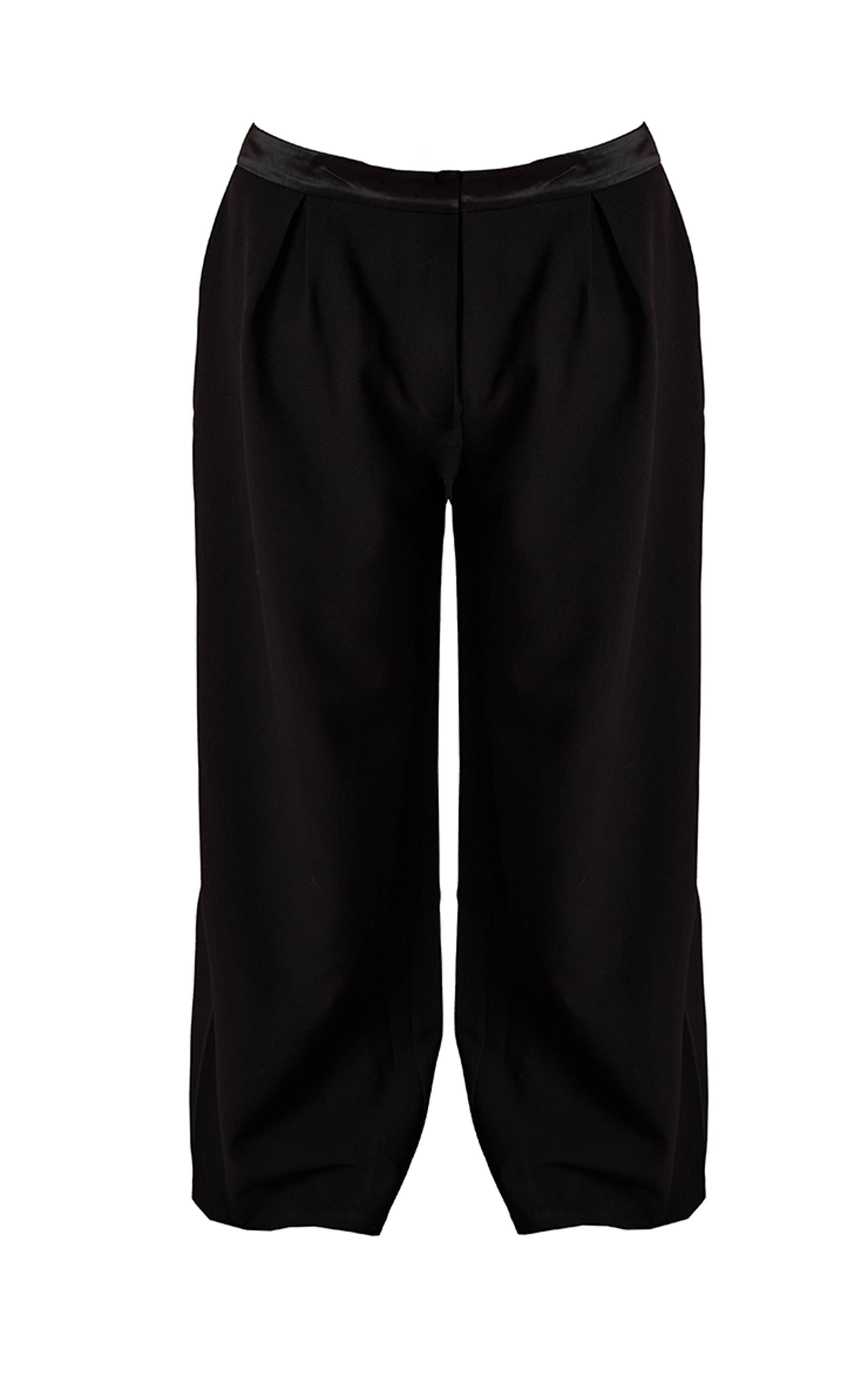 Noir Pantalon Large Taille Haute En Satin Plt Label Plus