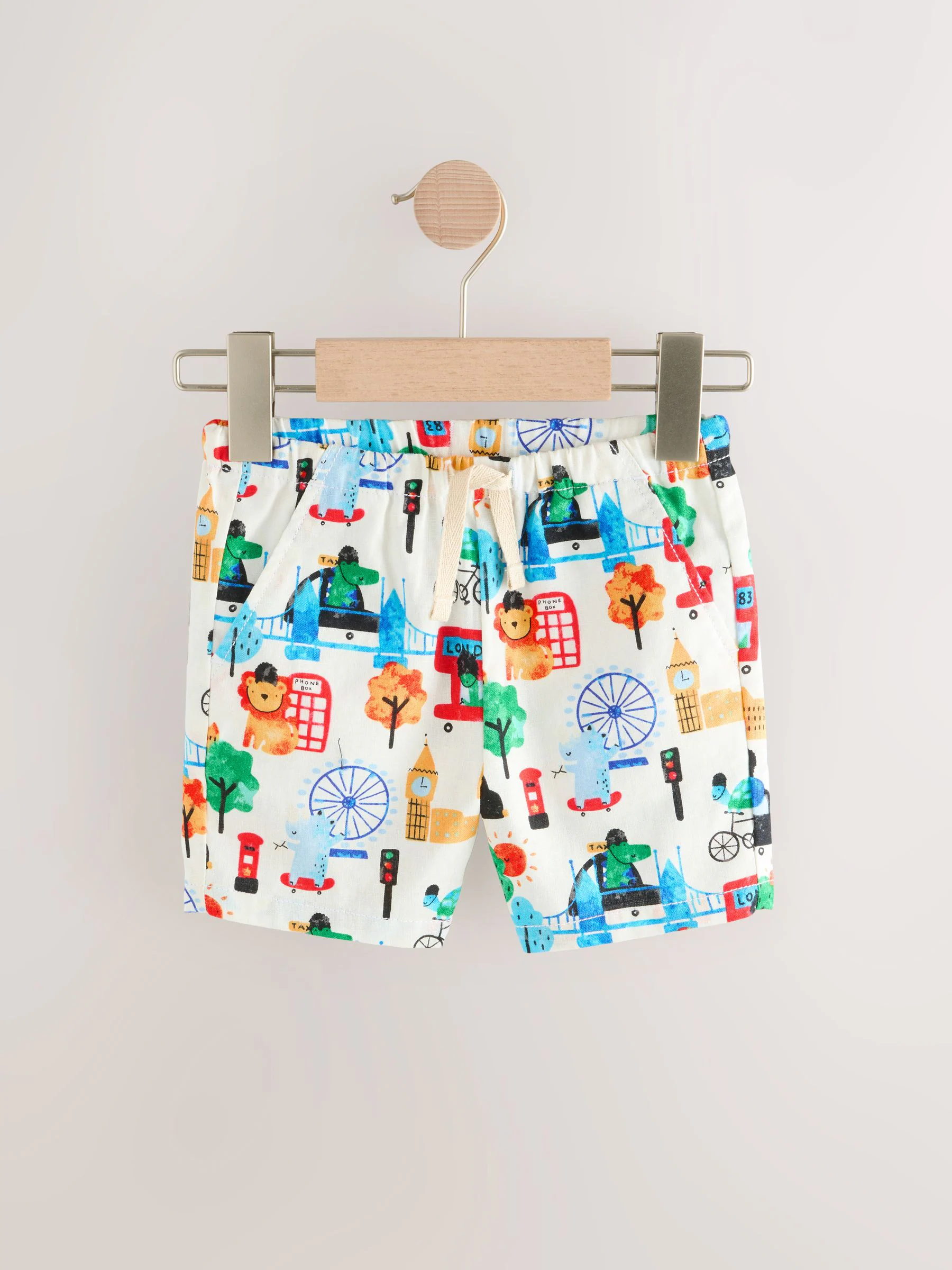 London print - Short met elastische taille van linnenmix (3 mnd-7 jr)