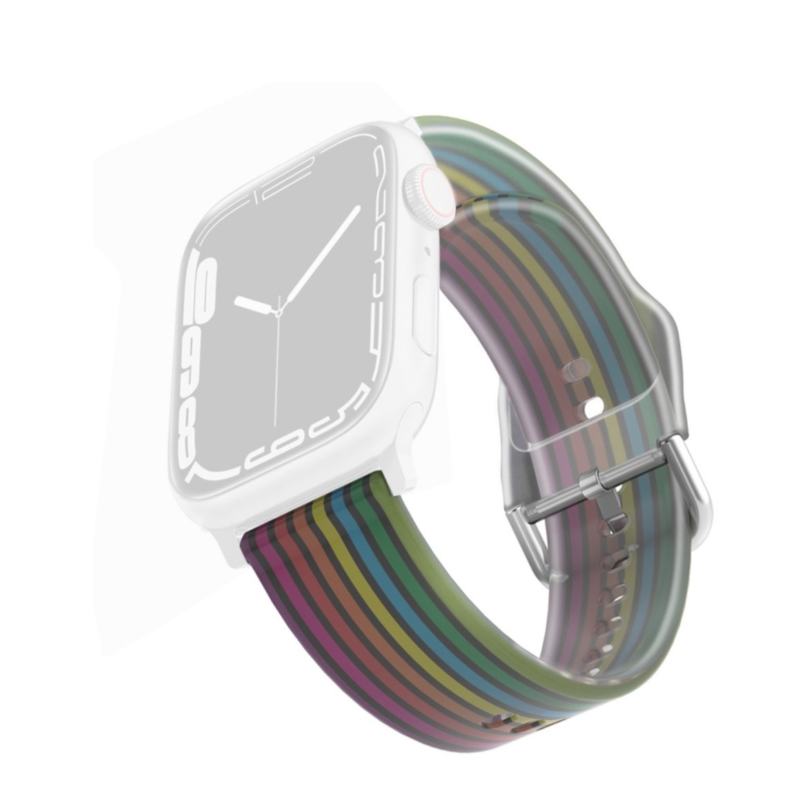 Apple Watch (42/41/40/38 mm) Silikon Sport Armband mit Dornschliesse (Gelenkumfang: 185-225mm) - Black Rainbow