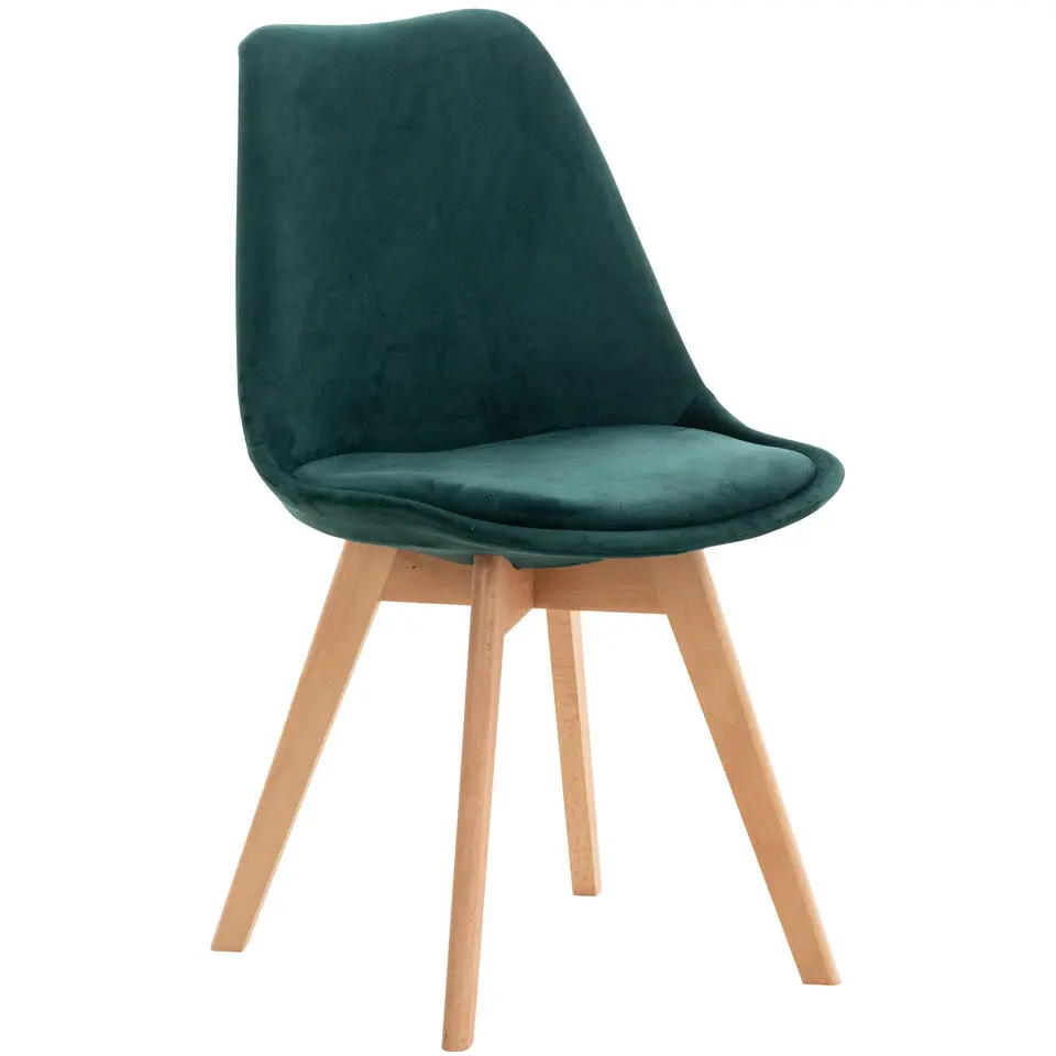 CLP Eetkamerstoel Linares natura Frame - Fluweel - groen