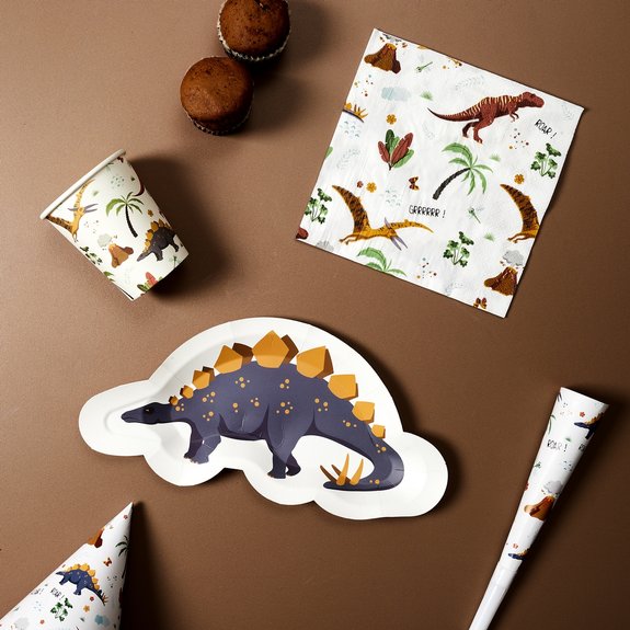 6 assiettes en carton dinosaure