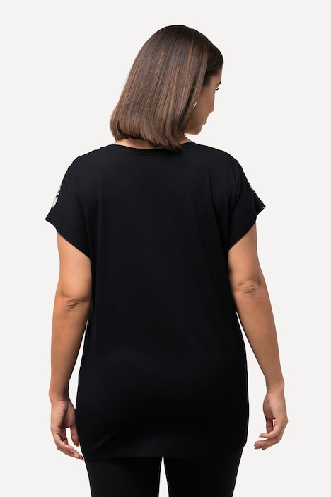 T-Shirt, Streifenmix, Oversized, Rundhals, Halbarm