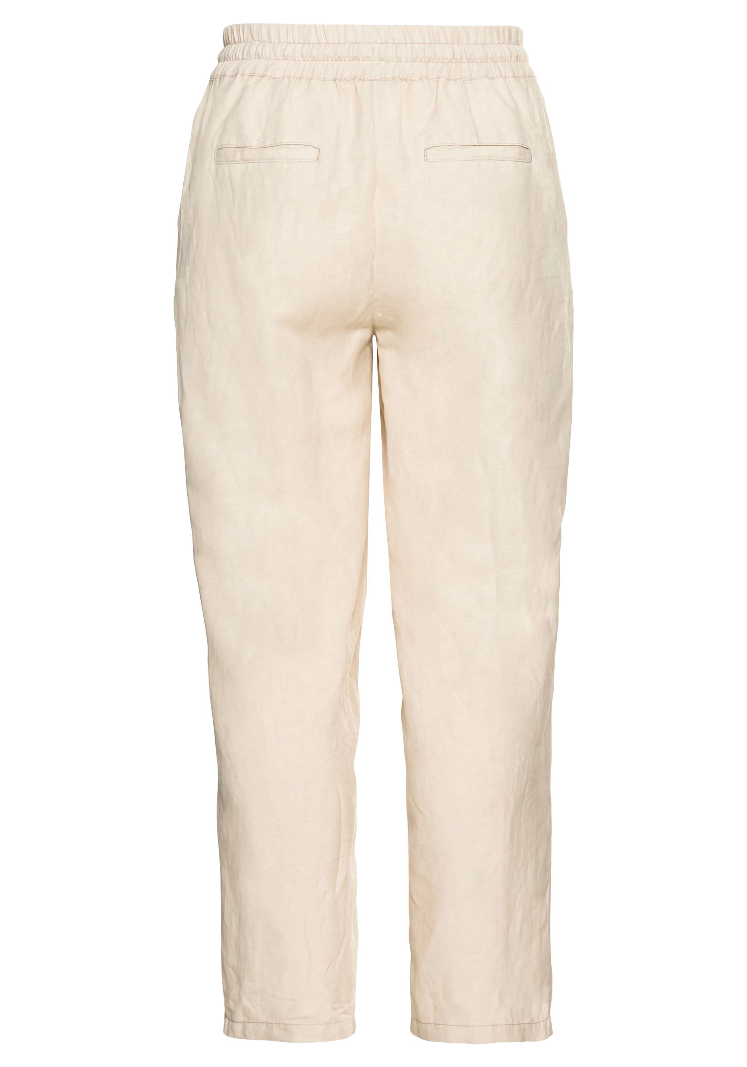 Leinenhose mit elastischem Bund und Bindeband