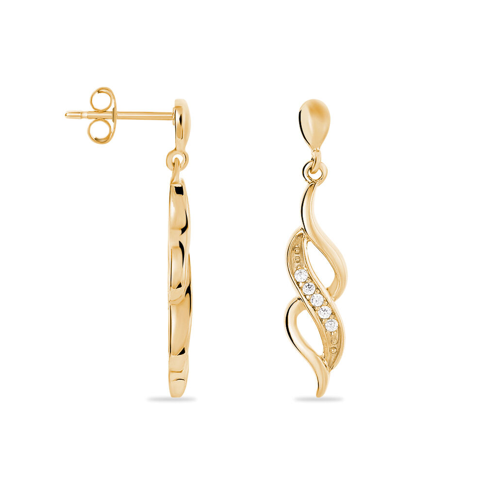 Boucles D'oreilles Pendantes Ishaae Plaqué Or Jaune Oxyde De Zirconium