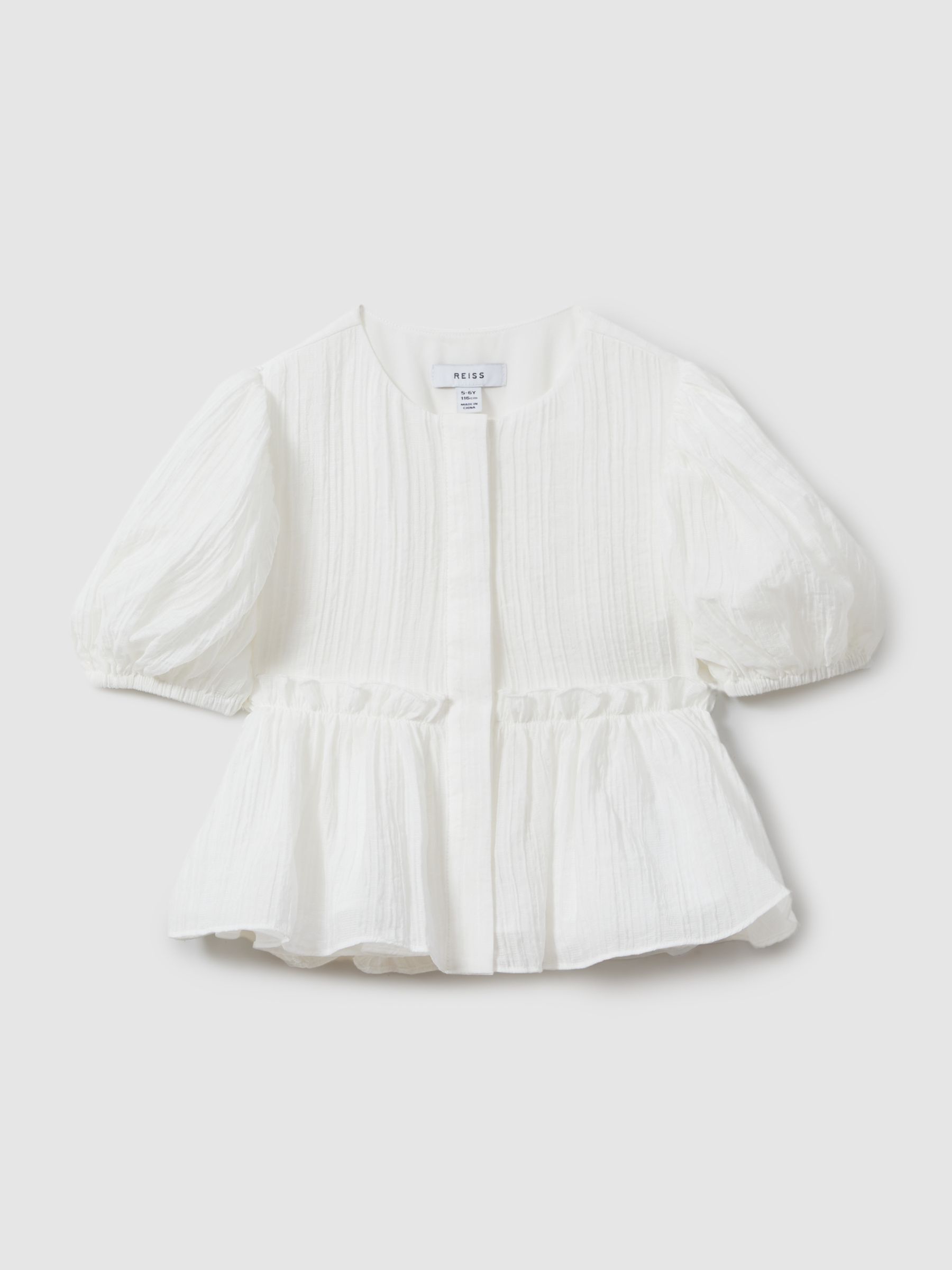 Reiss Matty top met peplum en pofmouwen