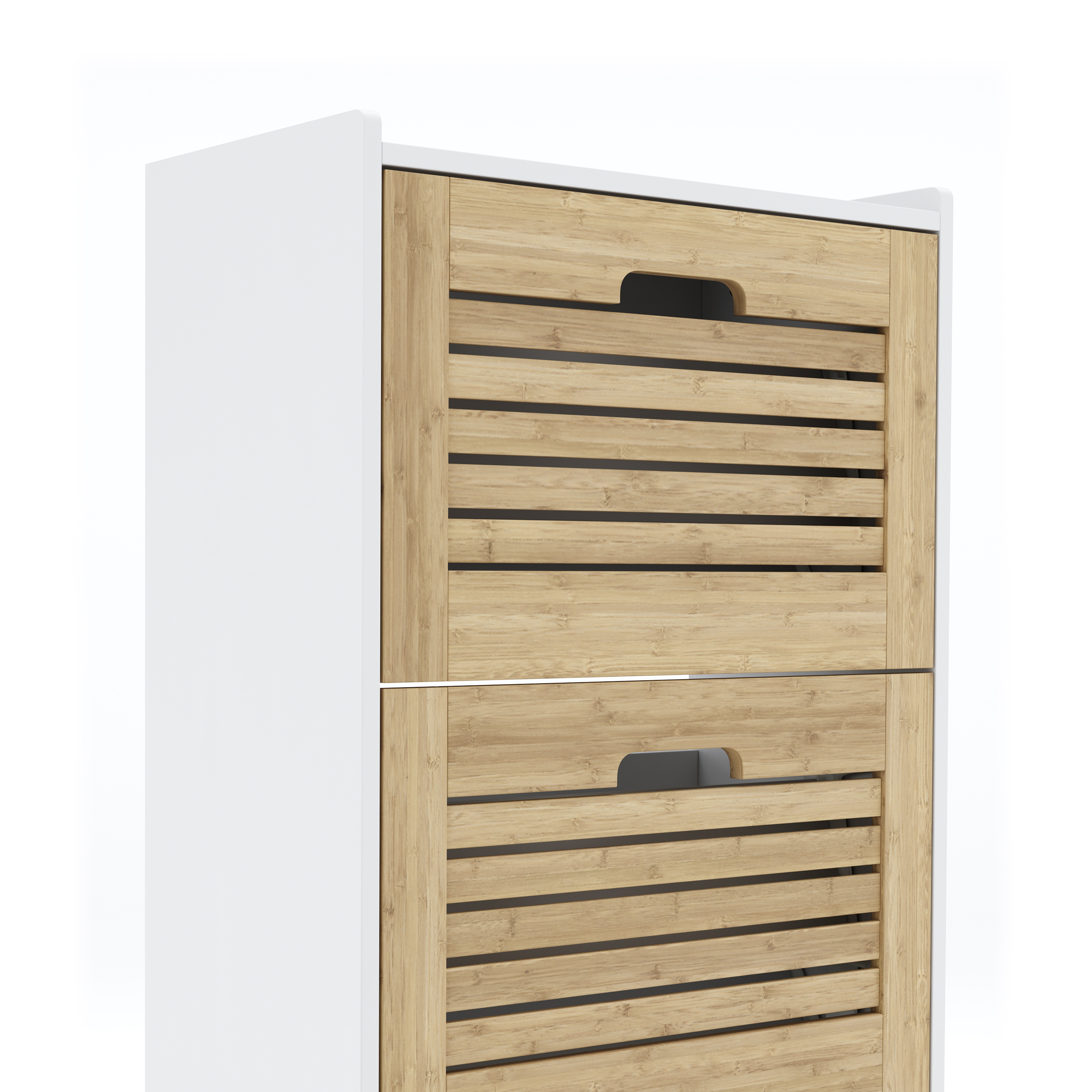 Schuhschrank KAMALIA 55 x 30 x 112 cm weiss/hellbraun