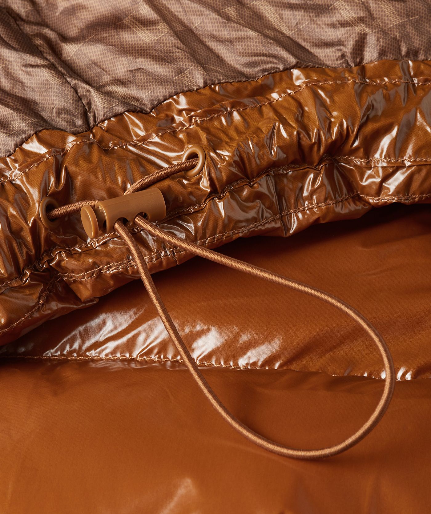 JV-BRENNA oversized puffer coat in laklook - cognac lak