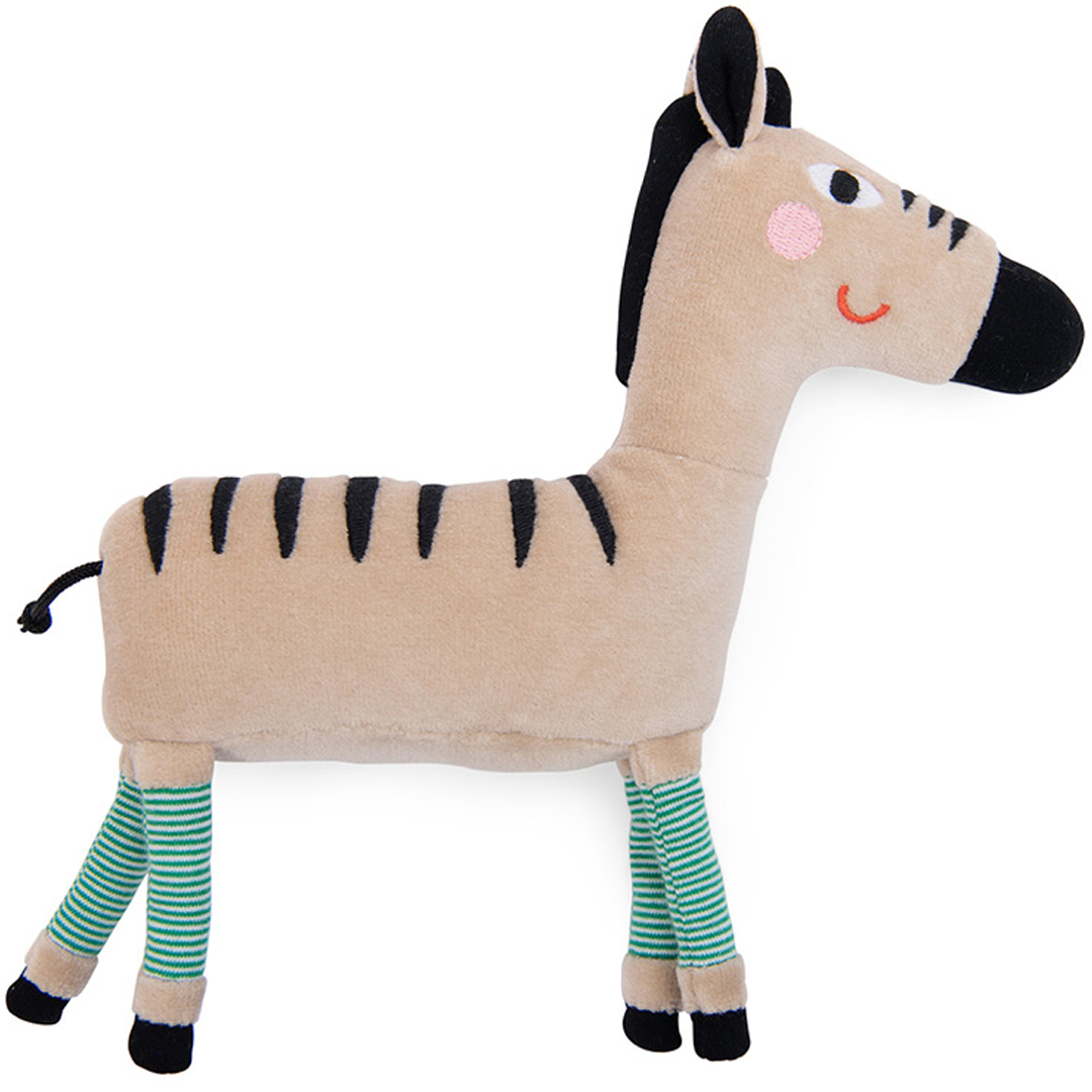 Moulin roty knuffelzebra met rammelaar - 21 cm