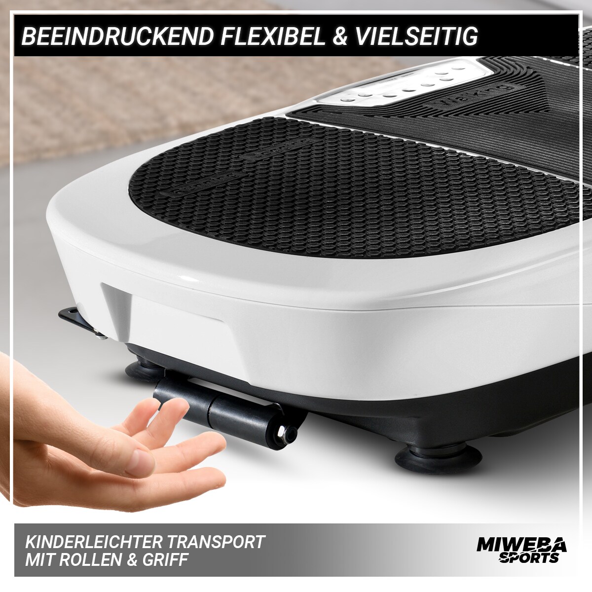 Miweba Sports Vibrationsplatte MV200, 3D-Vibration, Fernbedienung, Bluetooth, Display, 2 x 200 Watt (Schwarz)