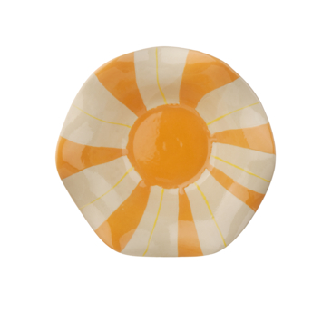 Keramieken schaal wit oranje 25,5x25,5x8cm