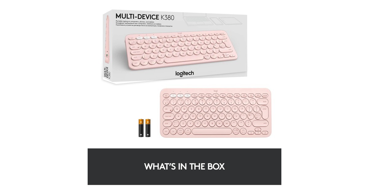 LogitechK380 Multi-Device Bluetooth Keyboard, toetsenbord  (Lichtroze, EU lay-out (QWERTY), Bluetooth 3.0)