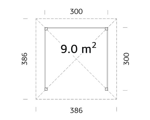 Palmako Betty paviljoen, 9,0 m², vierkant, met leuning, zonder vloer, 300 x 300 cm, bruin gegrond