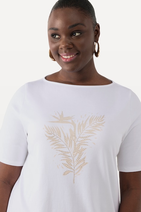 T-Shirt, Pima Cotton, Farn, U-Boot-Ausschnitt, Halbarm