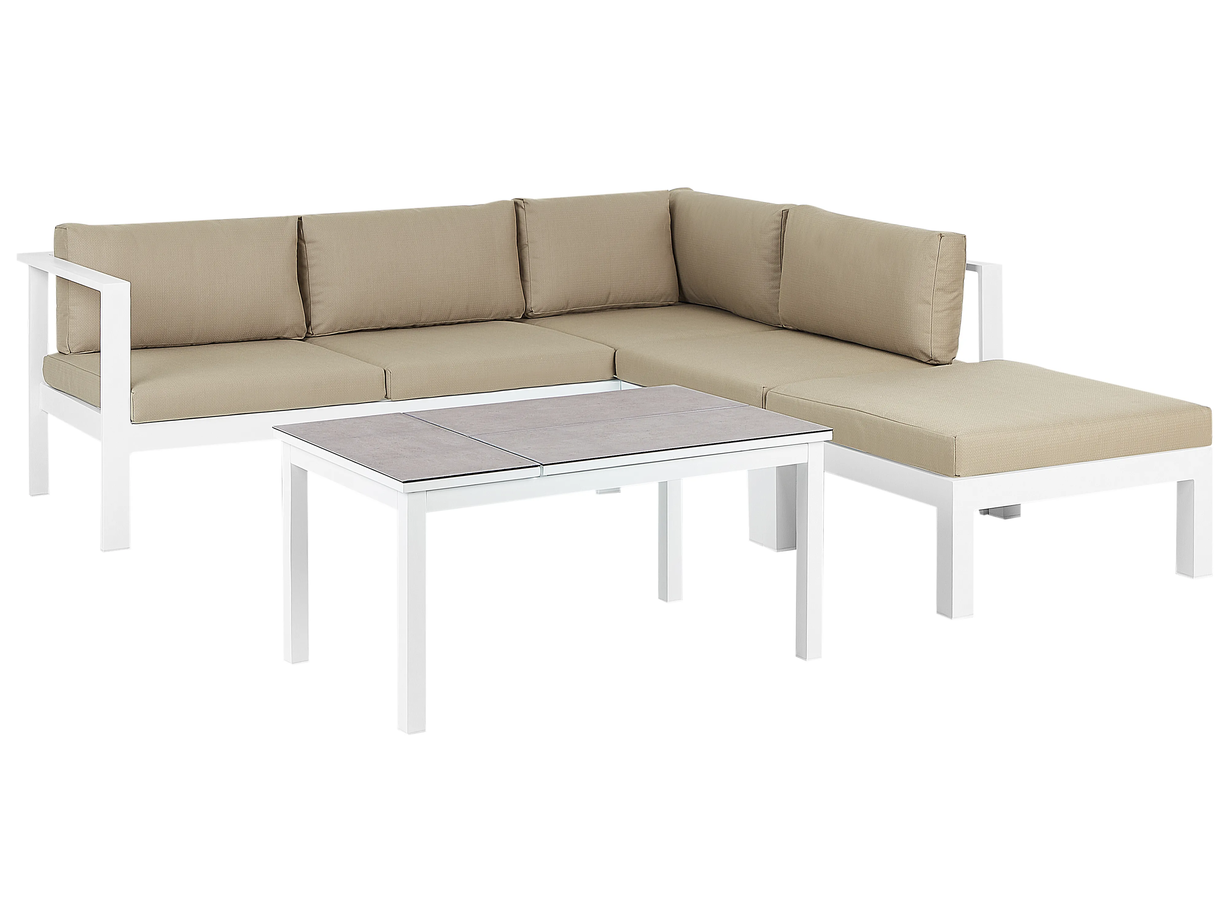Tuin hoekloungeset met tafel 5-zits MESSINA linkszijdig Metaal Zandbeige