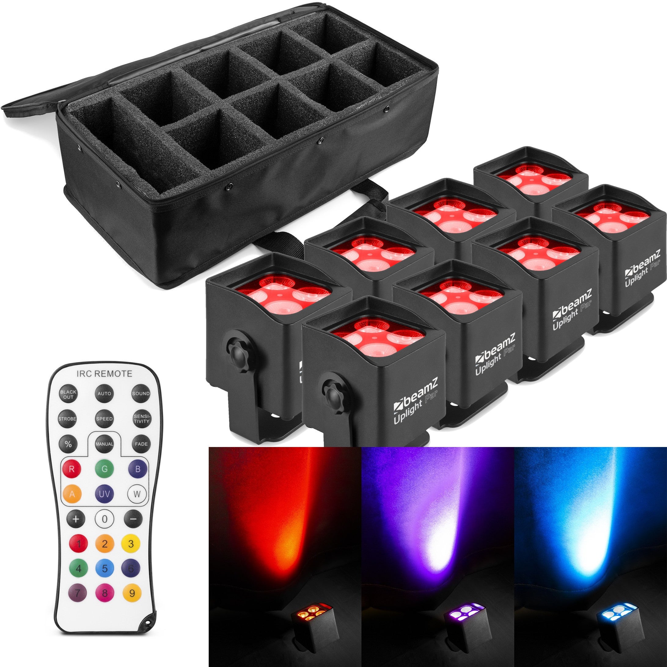 BeamZ BBP44 Uplight lichtset incl. draagtas (8 stuks)