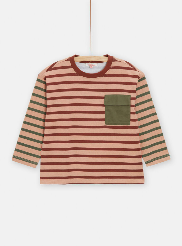 T-shirt bicolore à imprimé à rayures pour garçon