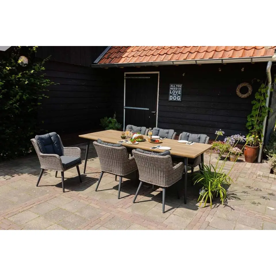 Bistroset 2 personen 70 cm Aluminium/wicker Grijs Garden Collections