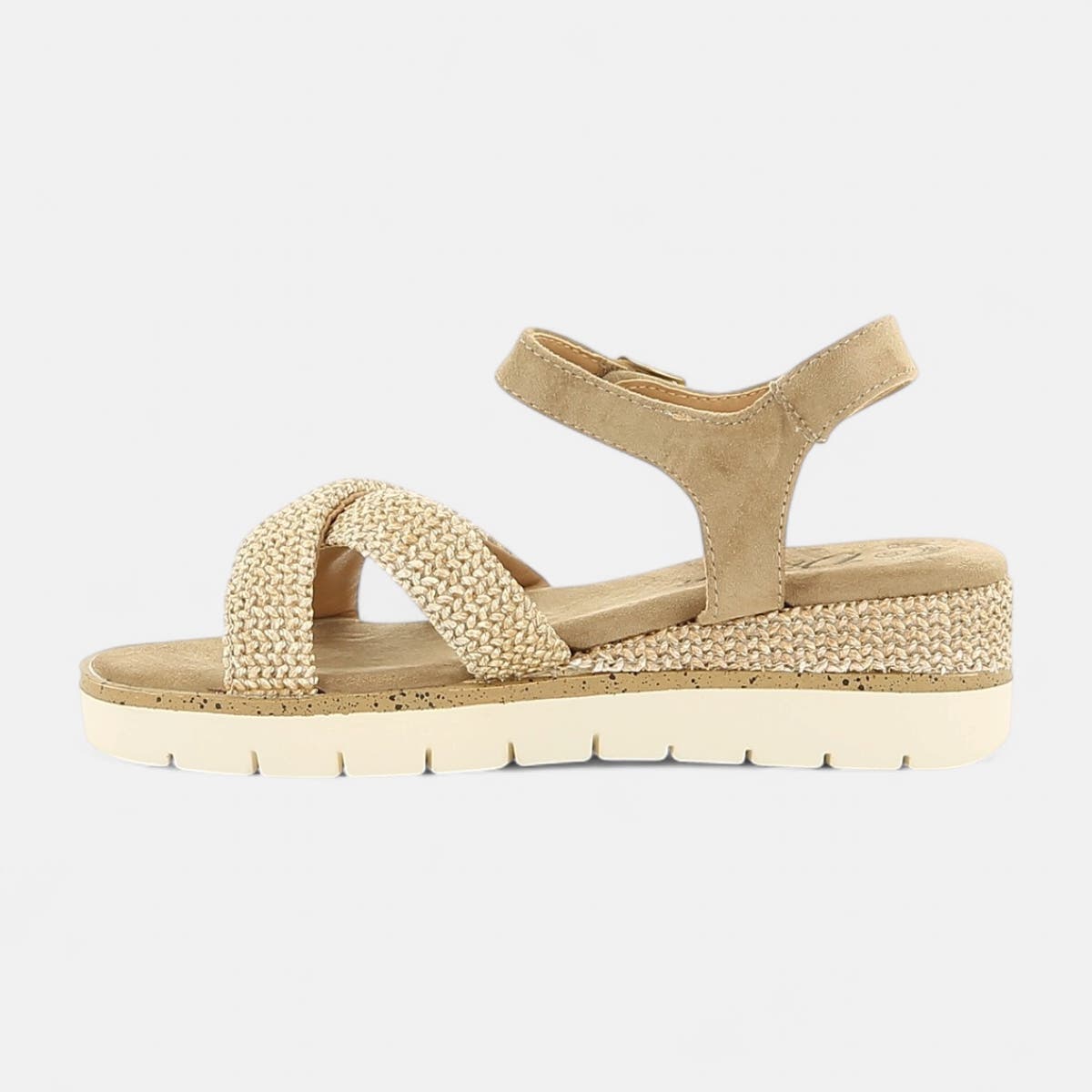 Nu-pieds à talon compensé Femme beige