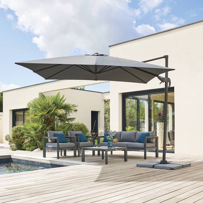 Parasol déporté carré CAYO Ardoise & Anthracite