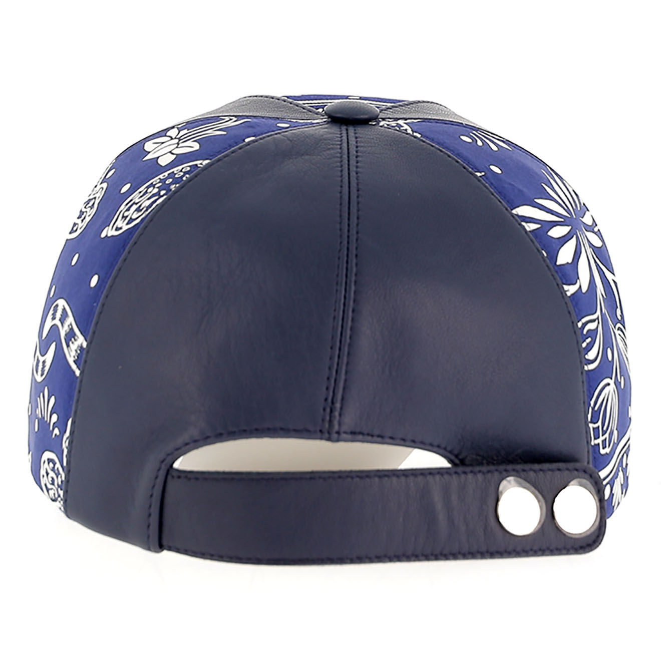 Hermès Casquette en Cuir & Soie bleue - Neuf sans étiquette