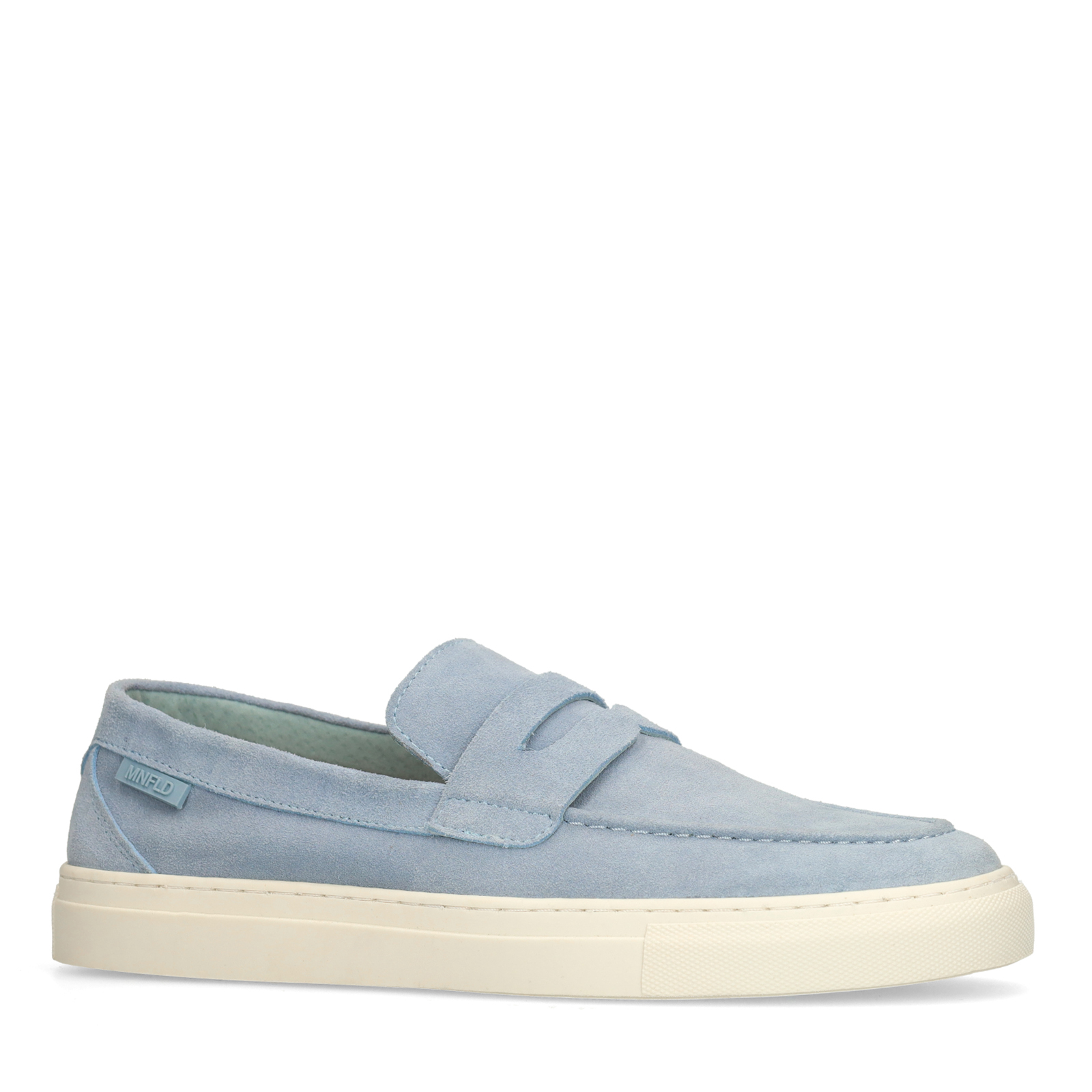 Blauwe suède loafers