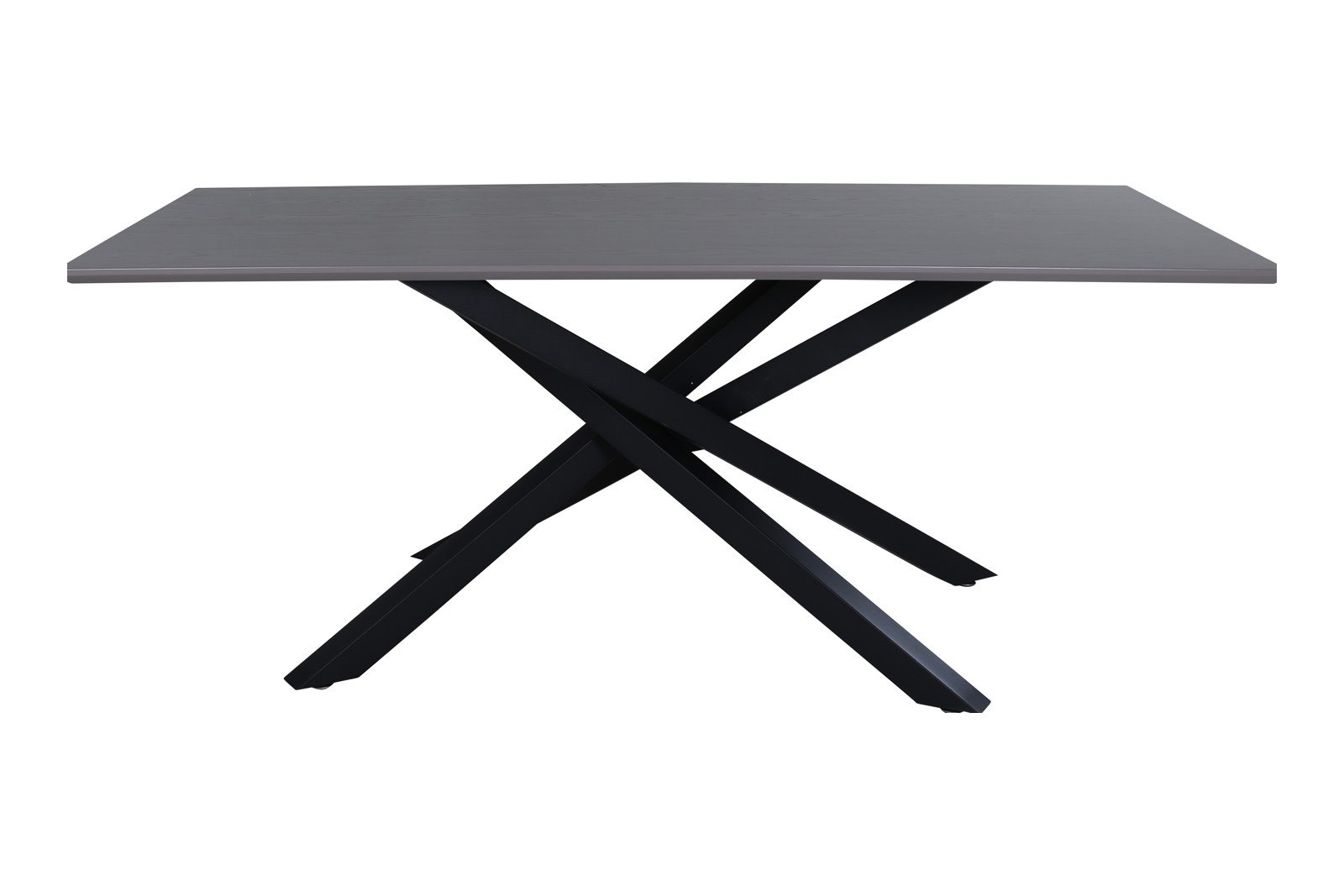 Piazza spisebord Grå spisebordplate i finér med sorte kryssben i metall.