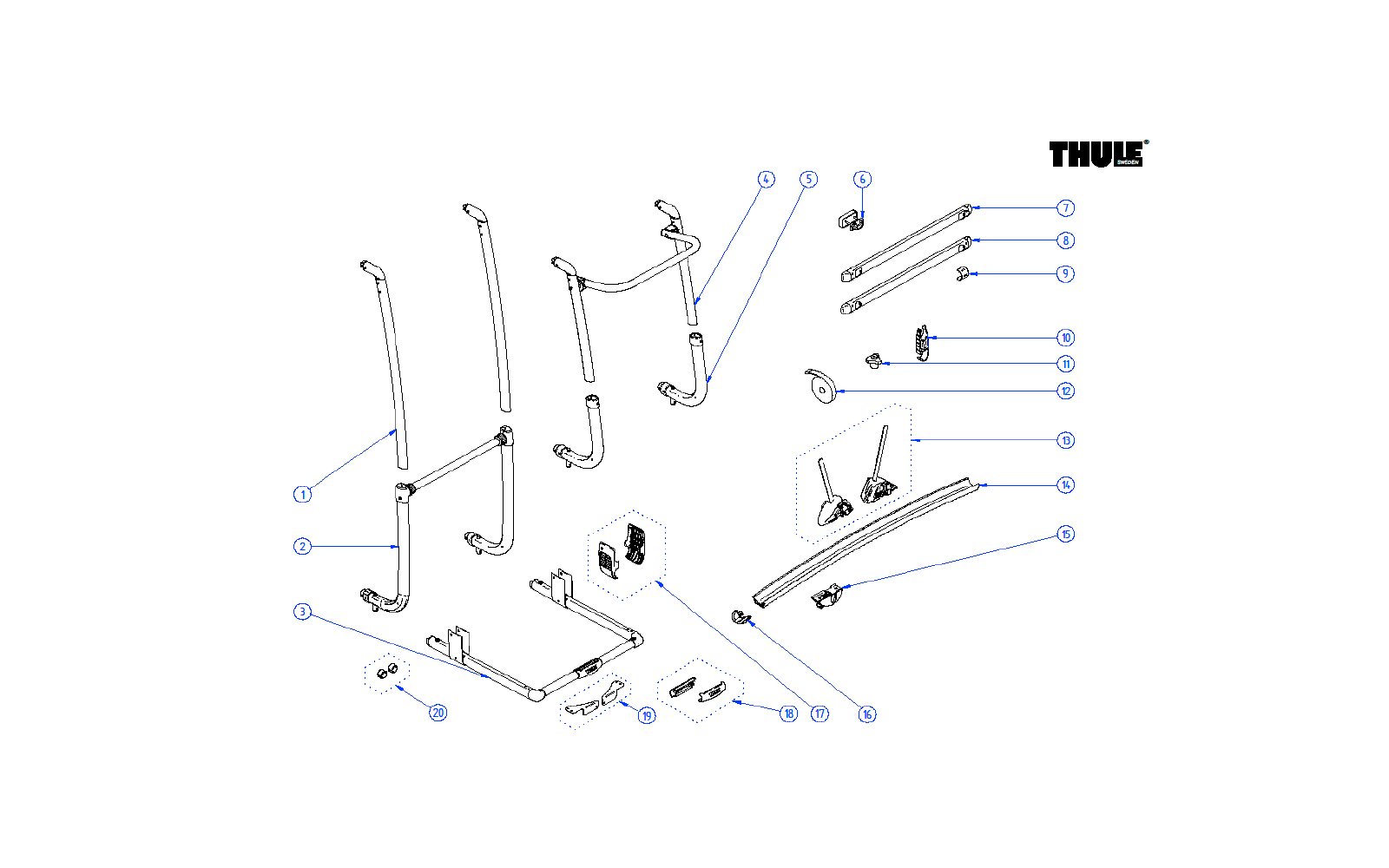 Thule oberer Tragarm für Fahrradträger Excellent LV / SV - Thule Ersatzteilnummer 1500602393