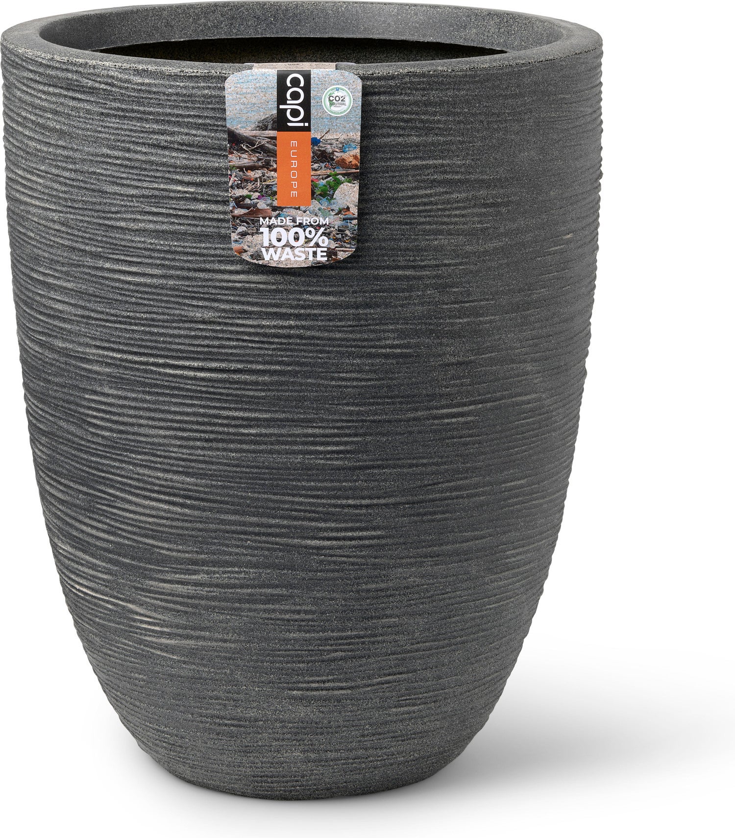 Capi Europe bloempot Waste Rib antraciet D 34 H 46 cm