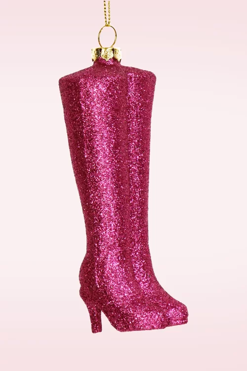HD Collection High Heeled Glitter Boots kerst ornament in roze