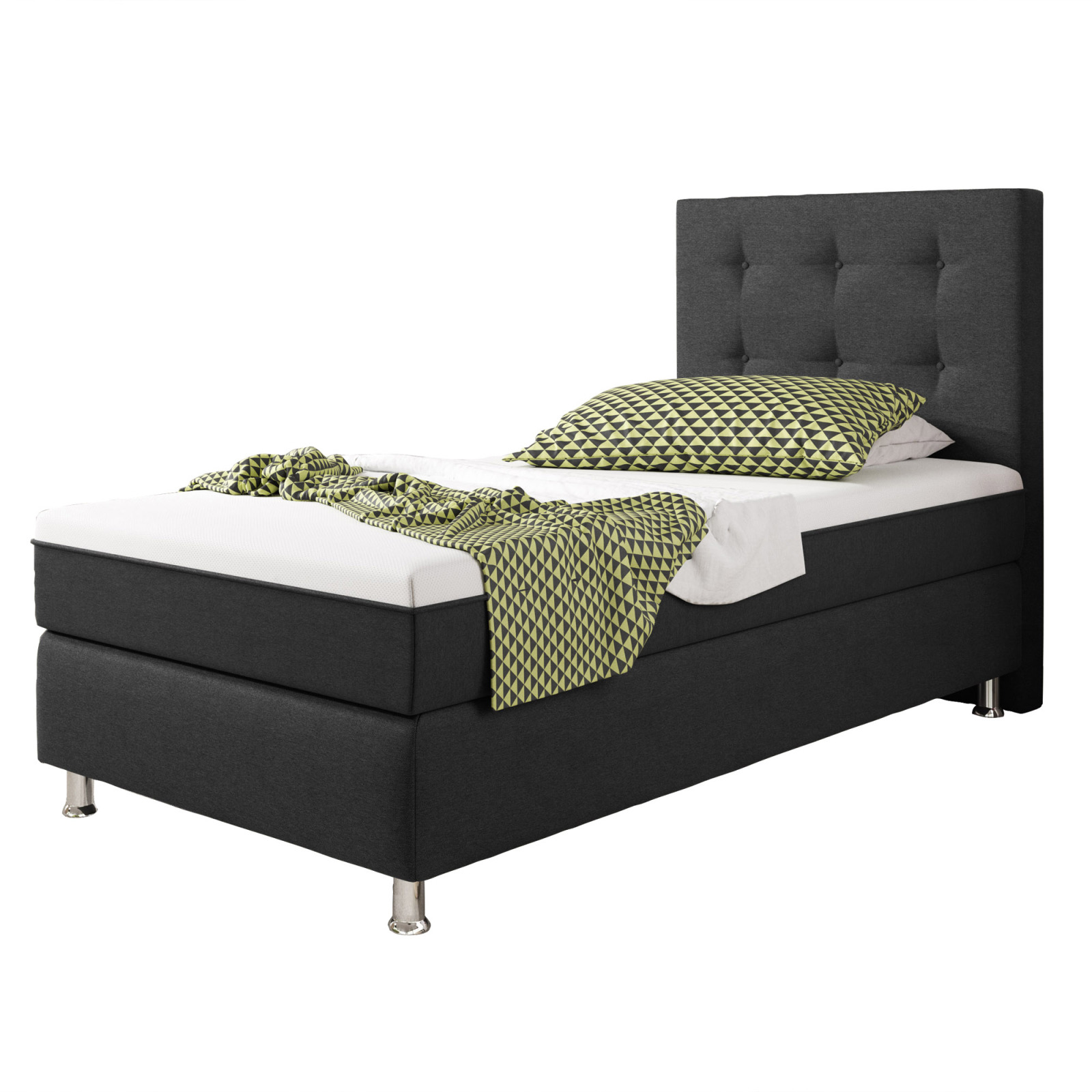 Boxspringbett - anthrazit - H3 - 90x200 cm