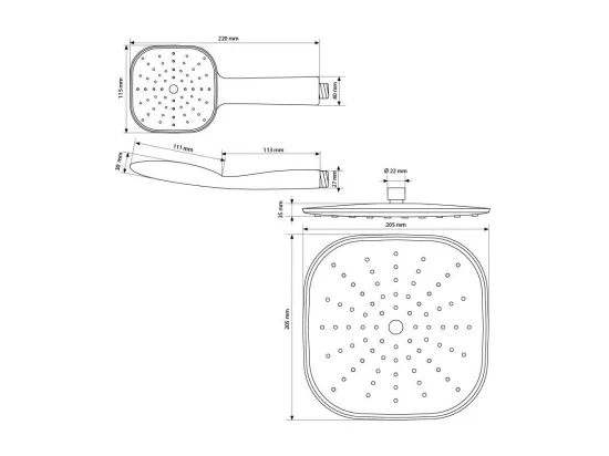 Set tête de douche avec pommeau de douche ovale blanc avec buses anti-calcaire