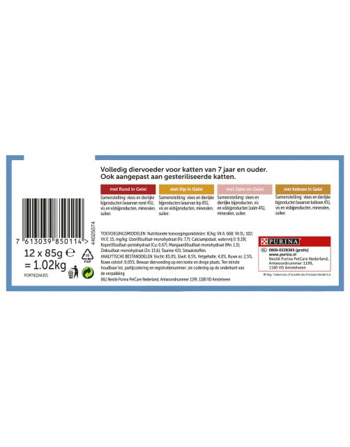 Felix Multipack Original Mix Selectie In Gelei 7+ Senior - Kattenvoer - Rund Kip Kalkoen 12x85 g