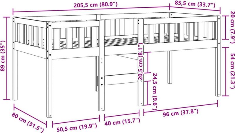 Kajuitbed - Wit - Massief Grenenhout - Inclusief Veiligheidshek