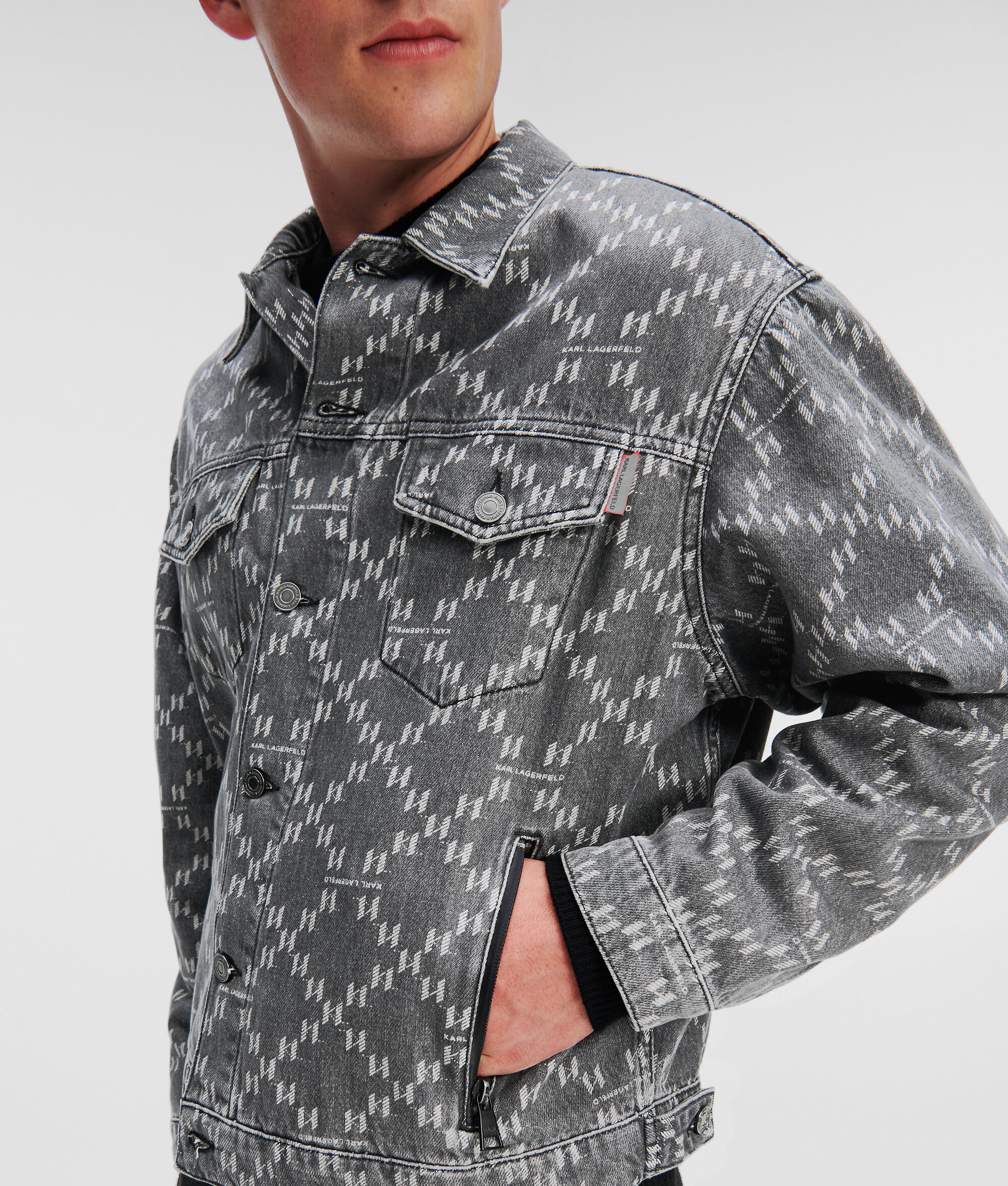 VESTE EN DENIM À MOTIF DIAMANT KL MONOGRAM