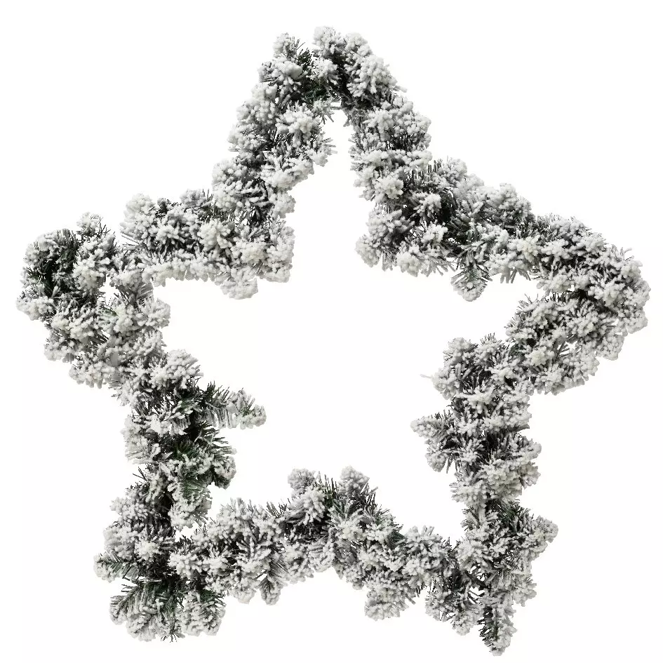 Couronne de Noël (D60 cm) Branche d'étoile enneigé