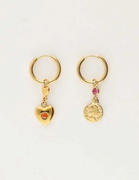My Jewellery Sunrocks oorringen met hartje en muntje MJ10685